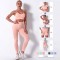 4 Piece Yoga Sets Gym Suits For Women Active Wear,Seamless Workout Bra + Short Sleeve Top + Shorts + Leggings Cycling Clothes