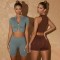 Ins New Women Ribbed Thick Yoga Sets Custom Logo Gym Fitness Sets Cycling Jogging Workout Clothes For Women Seamless Sport Suit