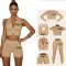 Ins New Women Ribbed Thick Yoga Sets Custom Logo Gym Fitness Sets Cycling Jogging Workout Clothes For Women Seamless Sport Suit