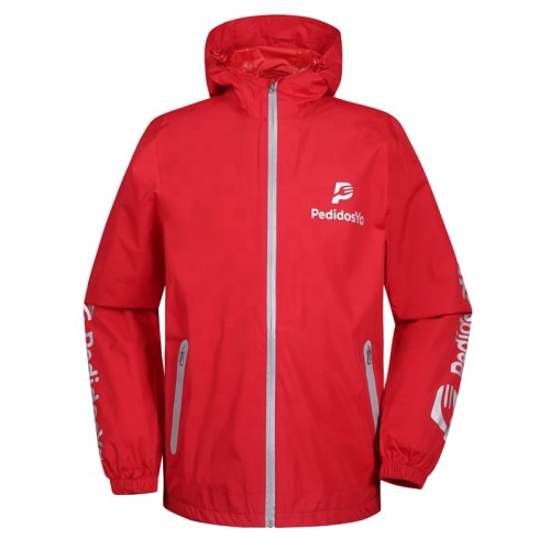 Custom Logo Motorbike Food Delivery Cycling Men Waterproof Rain Windbreaker Reflective Jacket