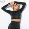 Custom Workout Yoga Sets Clothes Fitness T Shirt Seamless Gym Cycling Long Sleeve Tops
