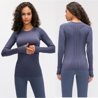 Women Thumbholes Long Sleeve Yoga Training Shirt Wholesale Horse Riding Sports Fitness Active Wear T Shirt Tops