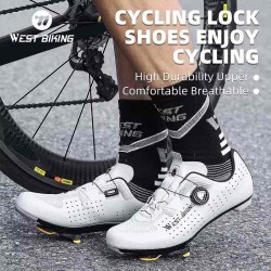 West Biking Cycling Lock Shoes Road Bike Mtb Bicycle Shoes Professional Cycling Sports Men Breathable Road Bike Bicycle Shoes