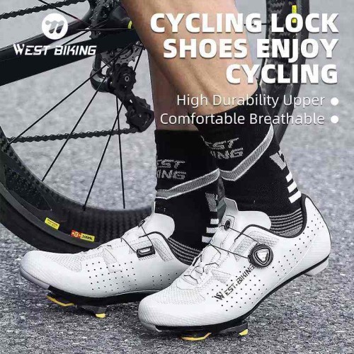 West Biking Cycling Lock Shoes Road Bike Mtb Bicycle Shoes Professional Cycling Sports Men Breathable Road Bike Bicycle Shoes