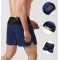 Sports Shorts Marathon Workout Gym Running Pants Double Layer Quick Dry Fitness Training Shorts With Zipper Waist Pocket