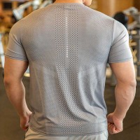 Mens Athletic Top Activewear Shirt Polyester Spandex Men Running Clothes Gym Lightweight Sports Elastic T Shirts