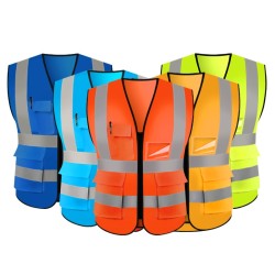 Construction Security Motorcycle Safety Work Reflective Clothing High Visibility Cycling Cooling Industrial Vest With Pocket