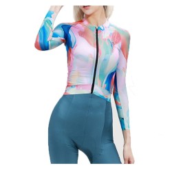 Custom Design Cycling Wear Clothes High Quality Premium Long Sleeve Full Zip Sublimation Printing Cycling Jersey For Women