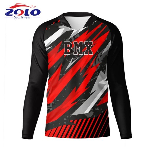 Long Sleeve Sublimation Digital Print Bmx Jersey Your Design Custom Bmx Jerseys No Minimum