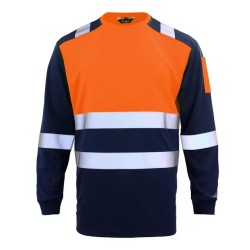 Reflective Strip Breathable Quick Drying Long Sleeved T-shirt For Male And Female Labor Protection Workers&#39; Safety Clothing
