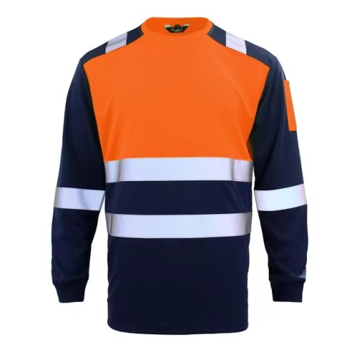 Reflective Strip Breathable Quick Drying Long Sleeved T-shirt For Male And Female Labor Protection Workers&#39; Safety Clothing