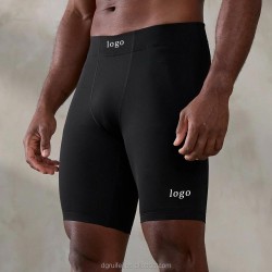 Custom Logo Elastic Waist 4 Way Stretch Legging Lightweight Tight Active Running Gym Cycling Training Compression Shorts Men