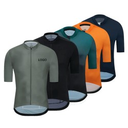 Short Sleeves Cycling Jersey Private Logo Design 3 Back Pockets Anti Slip Gripper Hem Bicycle Clothing Custom Cycling Jersey