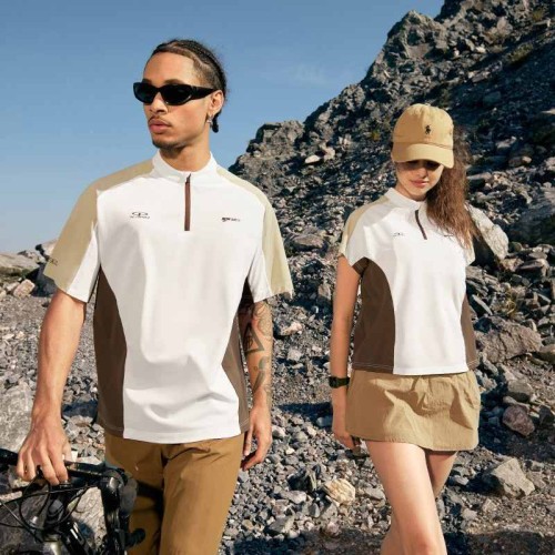 2025 New Design Cycling Zipper T-shirt Summer Cool Outdoor Sports Contrast Color Cut Short Sleeve For Men And Women