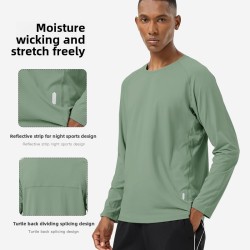 Men's Autumn Winter Quick-drying Fitness Tops High-elastic Long-sleeved Naked Sports Running T-shirt Iron Active Plus Size