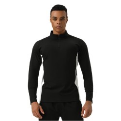 Men&#39;s High Elasticity Nylon Half-zip Long Sleeve Sports T-shirt Fitness Cycling &amp; Running Spring Solid Stand Collar Blank Design