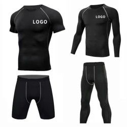 Custom Logo Men&#39;s Compression Shirt Short Long Sleeve Shirts Quick Dry Uv Protection Rash Guard Tops Gym Tight Wear For Bjj Mma