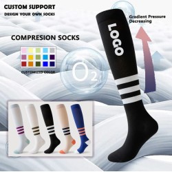 Custom Design Breathable Anti Order Socks Sports Compression Muscle Knee High Socks Cycling Sports Socks