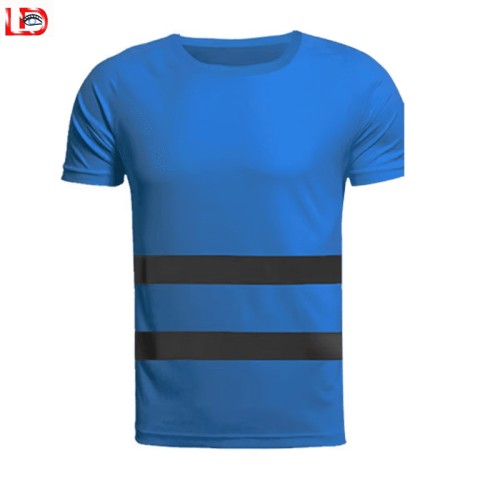 Customizable Logo Heat Transfer Reflective Stripe Knitted Pique Safety T-shirt For Jogging &amp; Cycling Workwear Pattern