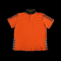 Heat Transfer Reflective Rectangle Film Orange Knitted Pique Safety Polo Shirt For Jogging Cycling