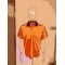 Heat Transfer Reflective Rectangle Film Orange Knitted Pique Safety Polo Shirt For Jogging Cycling