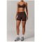 Custom Woman 2 Piece Workout Outfits Running Activewear Backless Sport Bra And High Waist Bike Shorts Yoga Sets For Women