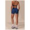 Custom Woman 2 Piece Workout Outfits Running Activewear Backless Sport Bra And High Waist Bike Shorts Yoga Sets For Women