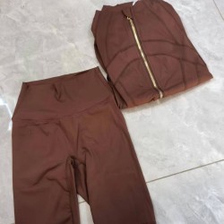 Lulu Jacket Yoga Top Women Sportswear Fade Resistant Activewear Athletic Top And Cycling Pants Set Workout Gym Clothes