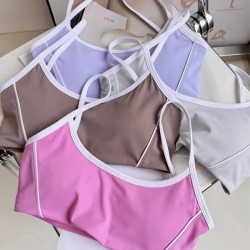 Yoga Underwear Sports Bra Contrasting Color Fitness Top Sportswear Breathable Cycling Workout Running Training Gym Clothes