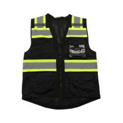 High-visibility Reflective Vest With Multi-pockets For Nighttime Cycling Safety Clothing For Traffic And Road Maintenance